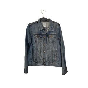 Old Navy Womens Vintage Jean Jacket Size Large Blue Denim Preppy Casual Pockets